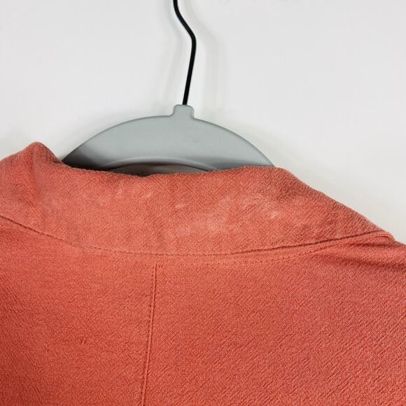 Soft Surroundings Size Medium Embroidered Cuff Button Front Cotton Dress Orange - Picture 4 of 6